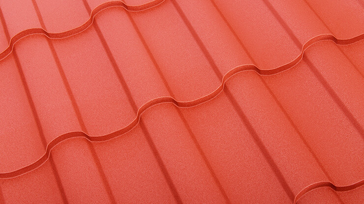 Revêtement de plastique imitant un toit en terre cuite.